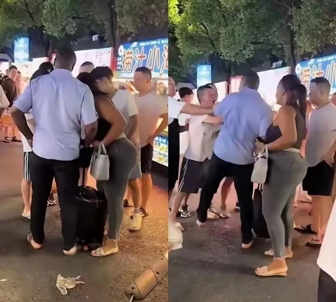 两名黑人在中国义乌餐后不付钱直接就走，老板追讨餐费竟被俩黑人粗鲁辱骂，围观群众看
