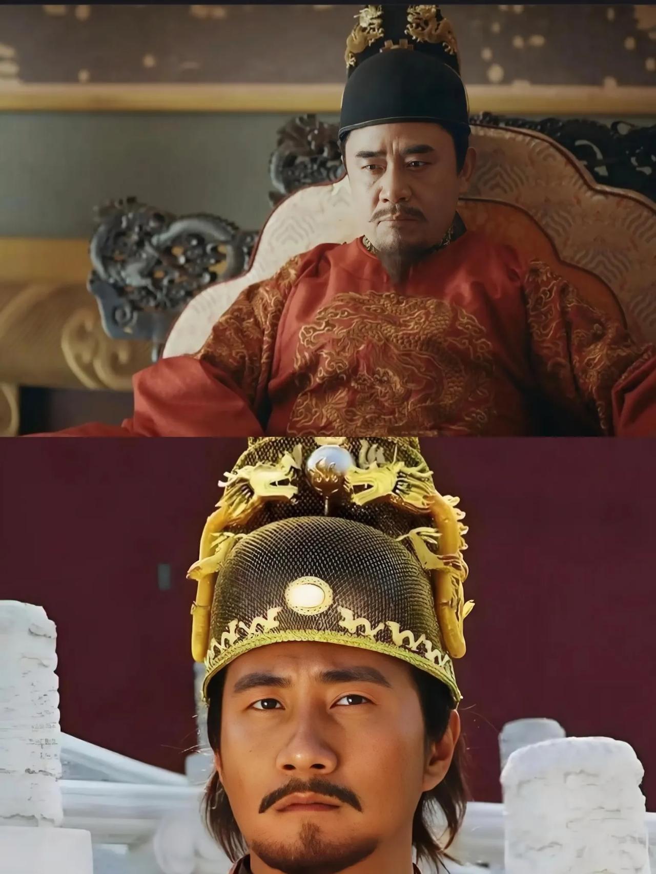 学到了，原来以前影视剧的各类朱元璋这顶冠帽颜色都戴错了，都是像胡军版的一样金色的