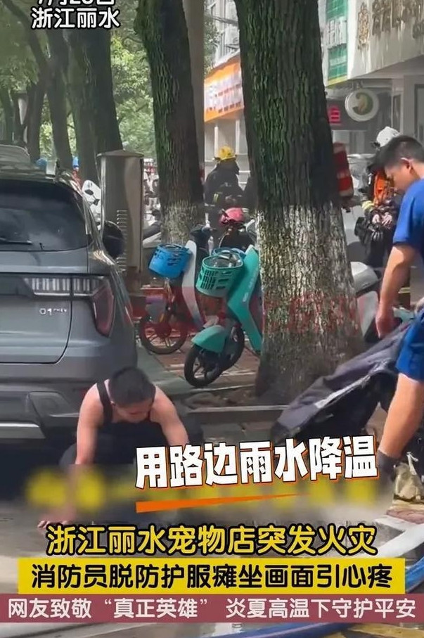 活该她发财！浙江丽水，一沿街商铺发生火灾，隔壁宠物店也跟着起火，可没想到，在灾难