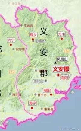 历史上梅州、潮州、汕头、揭阳竟同属一家，以前称作义安郡。按如今的地理位置测算，义