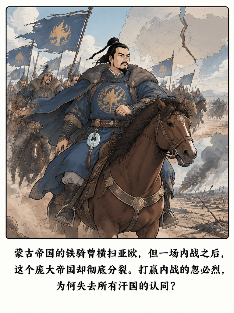 忽必烈打赢了亲弟弟阿里不哥的四年内战，结果四大汗国全不认他？按蒙古古法，大汗得在漠北由全体宗王推举才