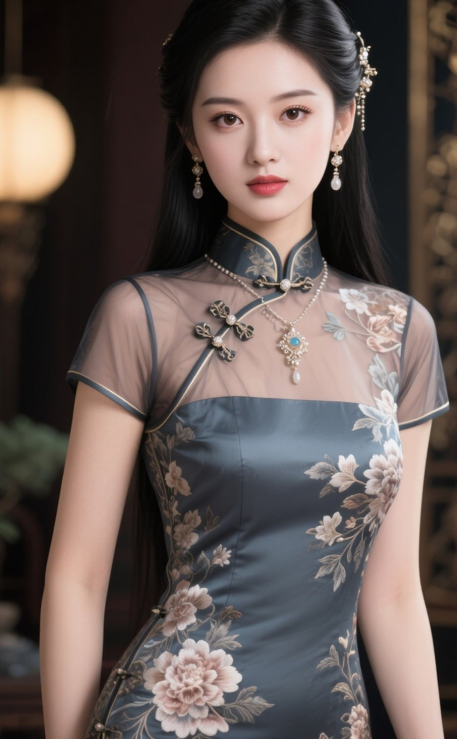 旗袍少妇婀娜多姿，曼妙身姿尽显东方韵味