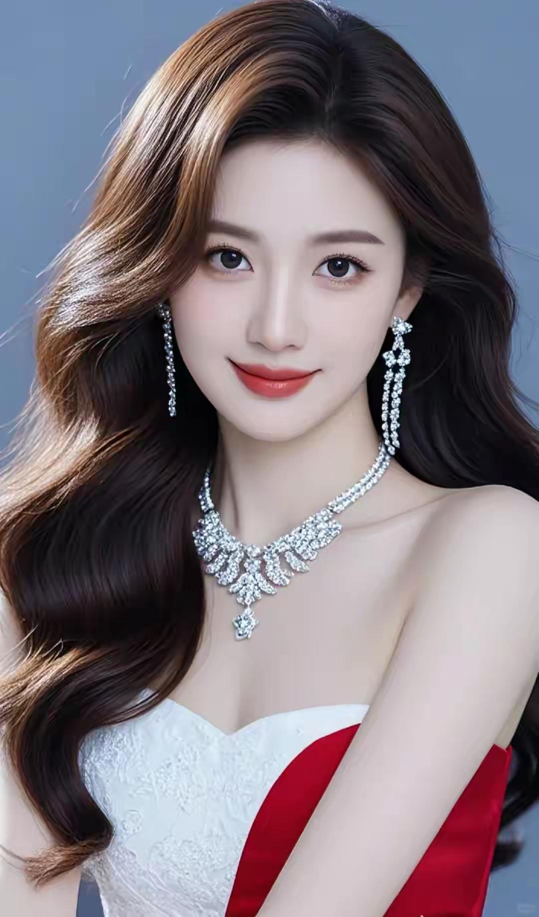 玉颜如花，珠光宝气，这画面简直太有冲击力了。精致妆容搭配璀璨珠宝，美得让人移不开