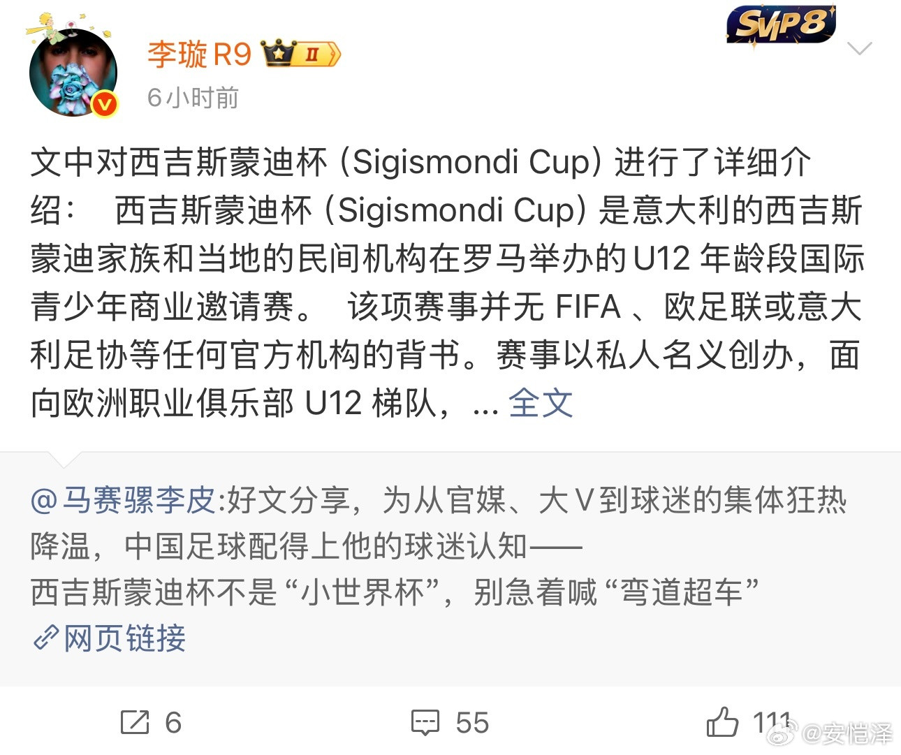 ⚠️贬损中国足球小将夺冠1️⃣前《体坛周报》副总编辑、现大连时泰嗨球足球俱乐部