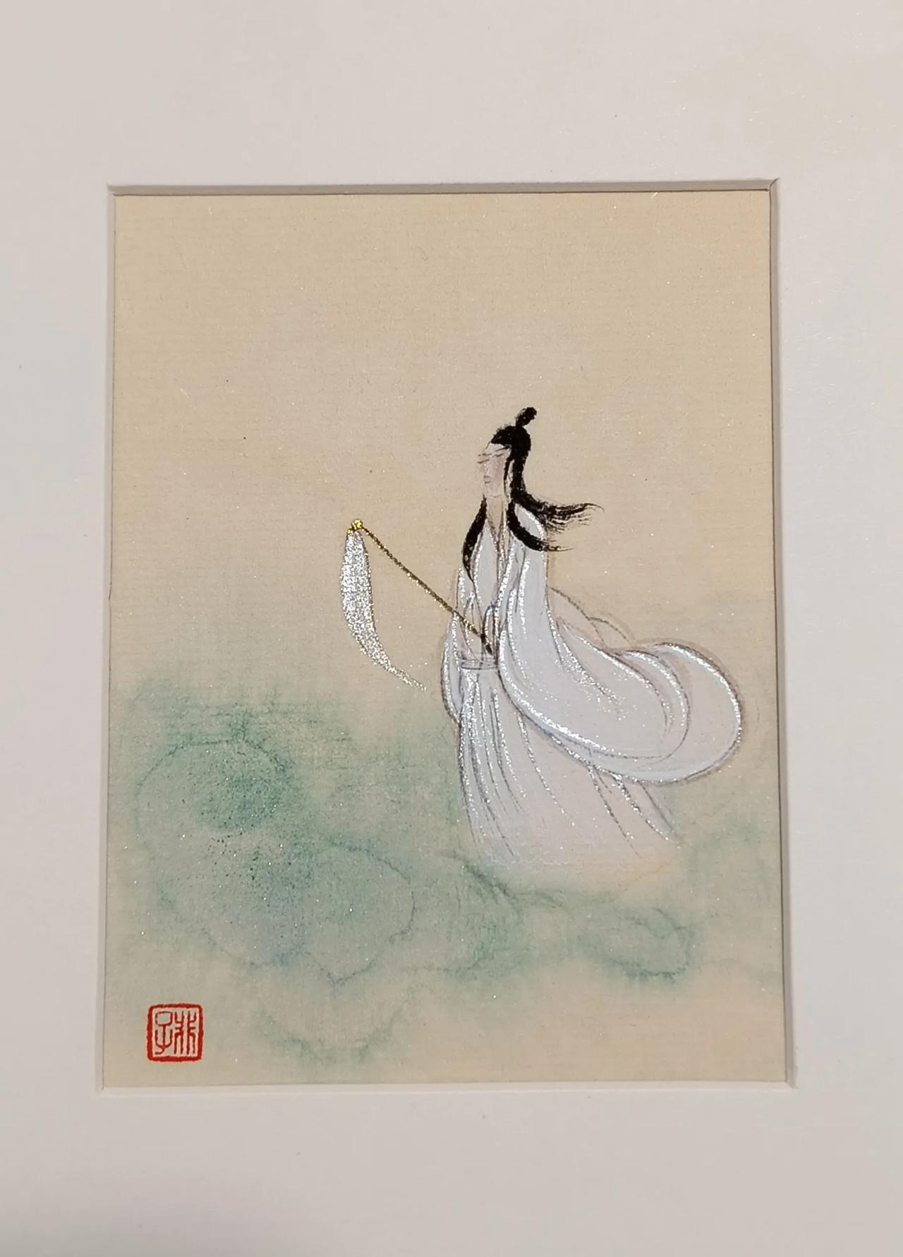 （一）唯美微尺寸仙子摆件12*17cm（黑胡桃画框）黑胡桃木雕高级美感摆件