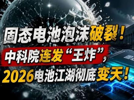 固态电池泡沫破裂！中科院连发“王炸”，2026电池江湖彻底变天！