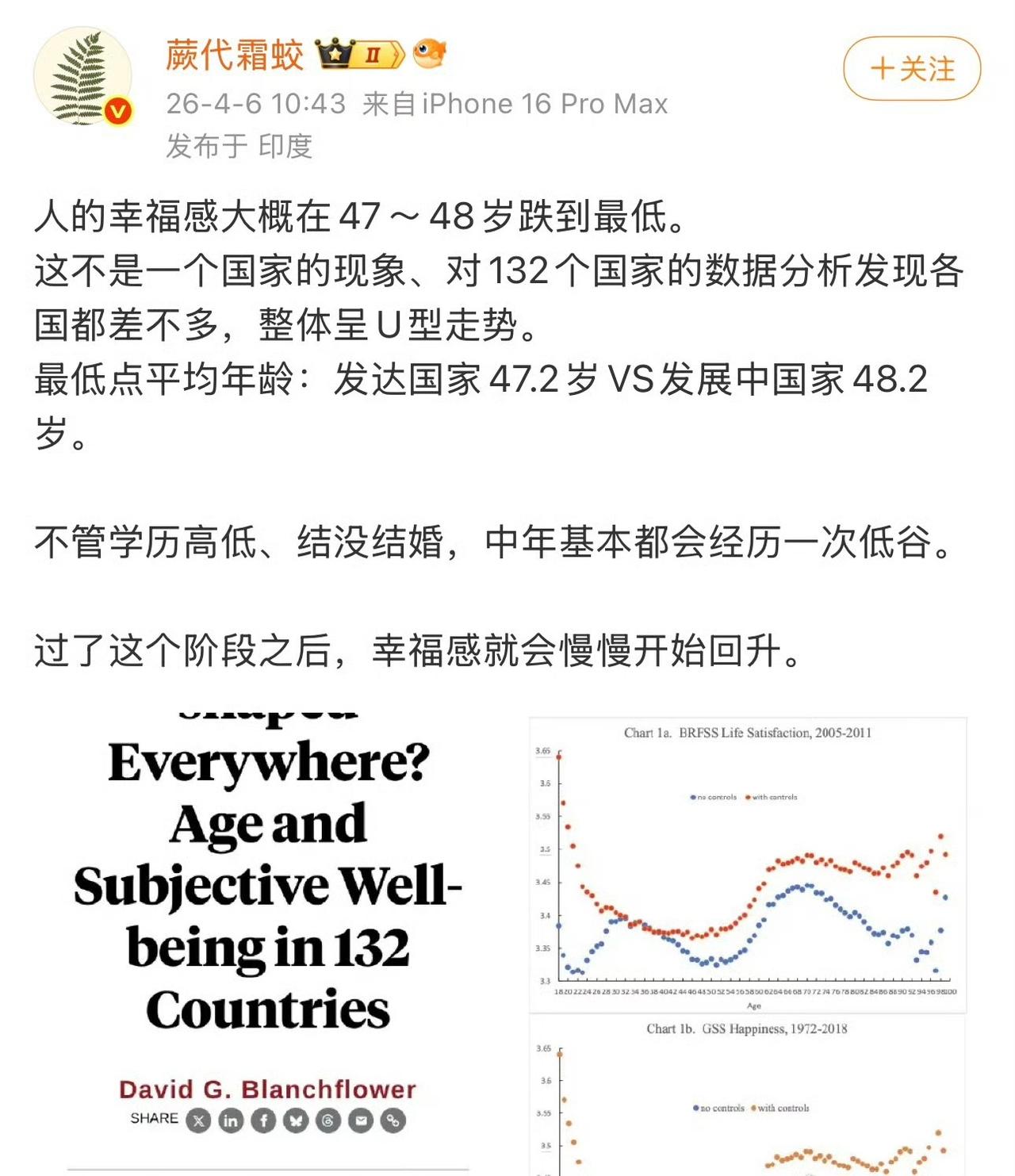 人的幸福感大概在47-48岁跌到最低！难道老祖宗早就说的，五十而知天命？