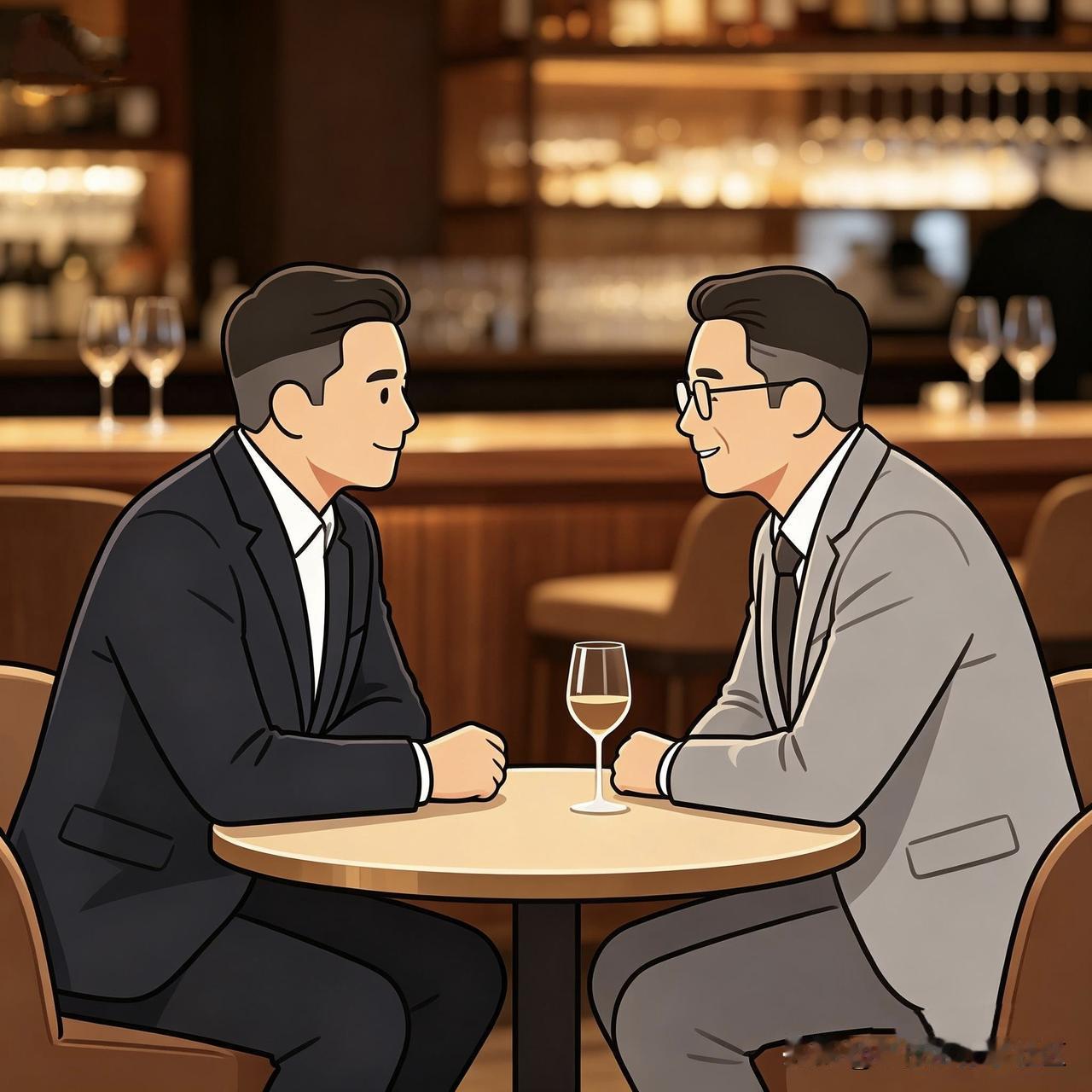 每日幽默：我是他丈夫开完会后，两位生意人坐在饭店的酒吧里聊天。忽然看到有位摩