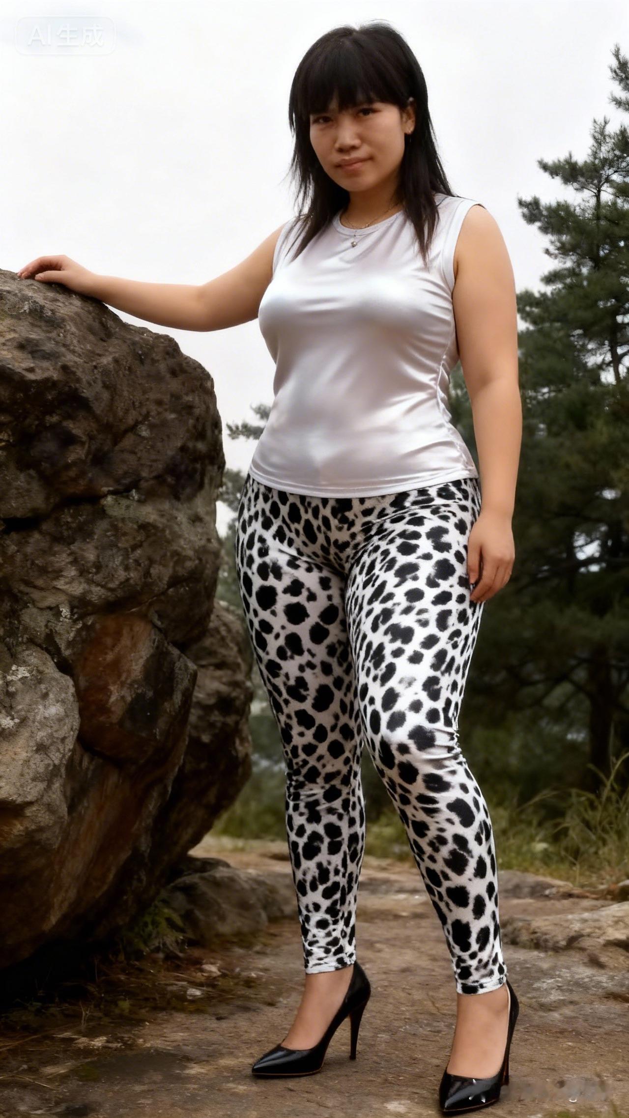 户外穿搭指南：白T恤+豹纹裤，时尚又舒适！🌳👗