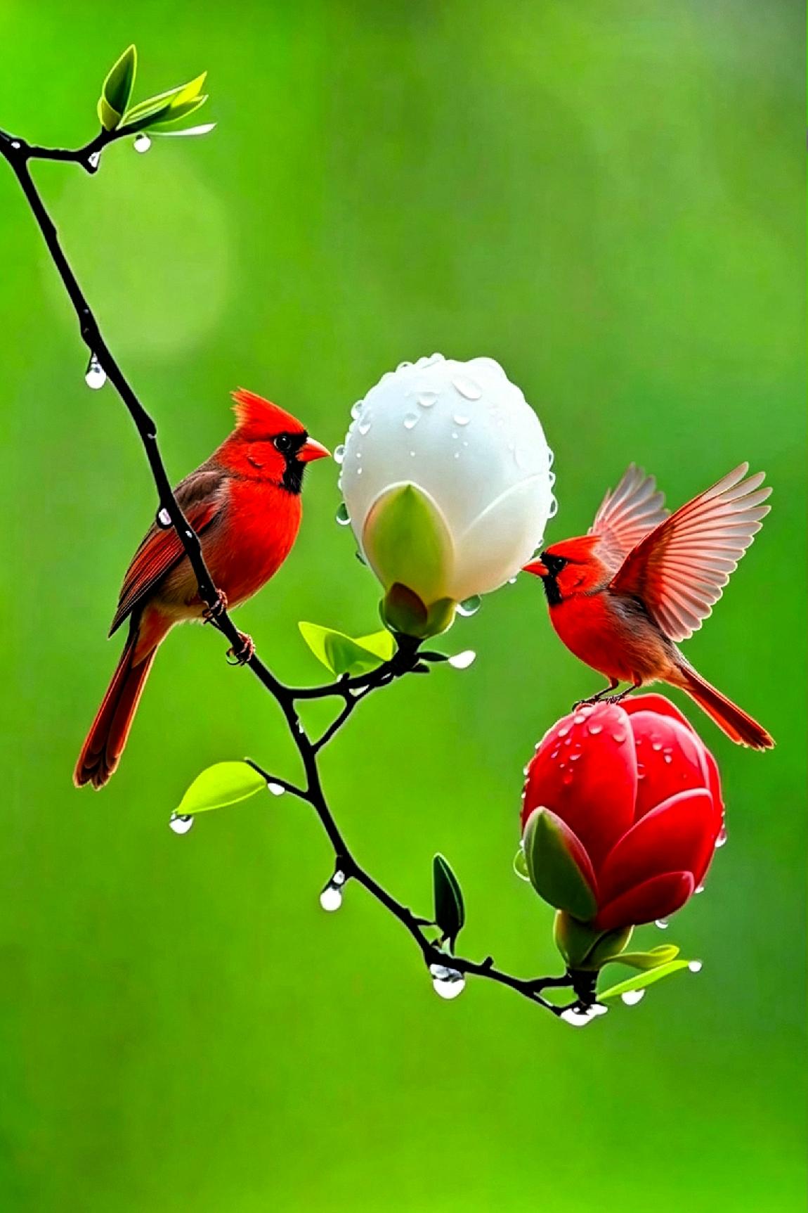 ——暮春观花鸟暮春时节，最是人间温柔治愈时。繁花缀满枝头，飞鸟流连花间，