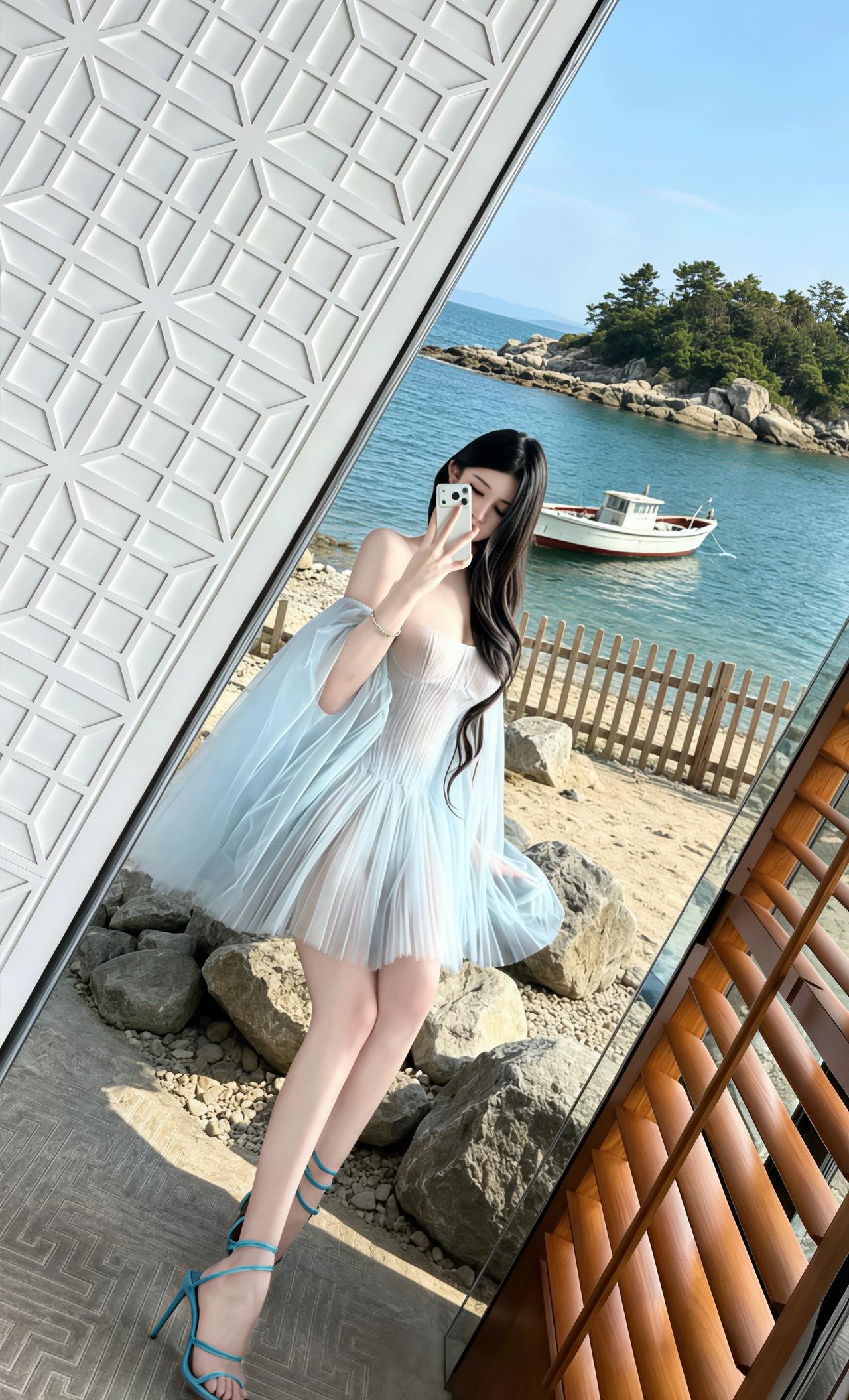 纯欲风海边穿搭性感御姐