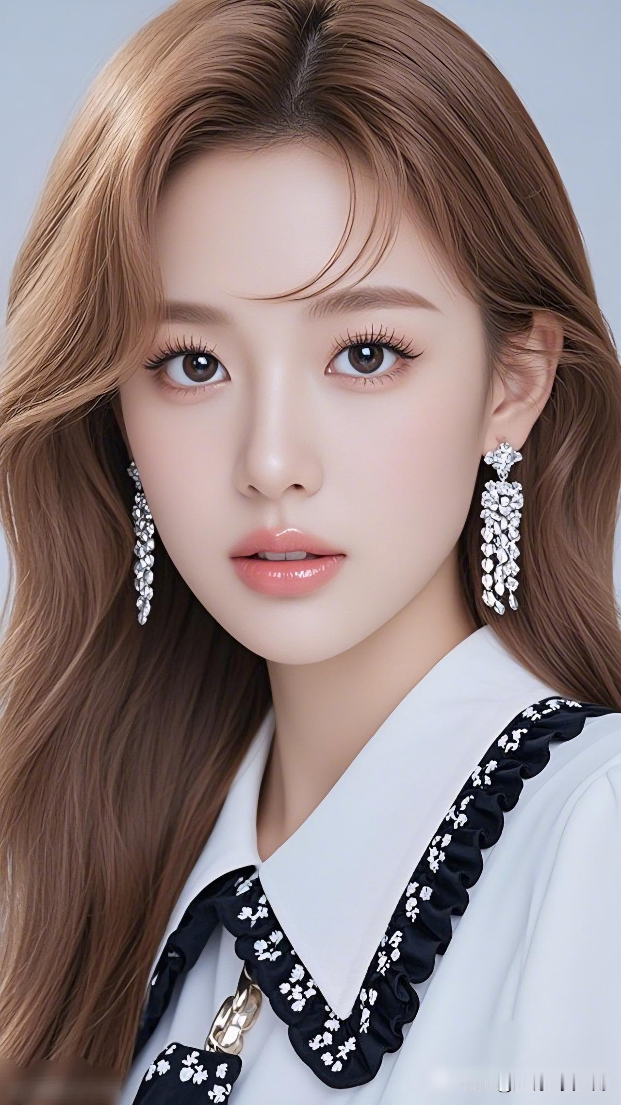 温柔甜美的少女风，黑白花边衬衫搭配闪亮耳环，清新自然。一个女人的外貌重要吗