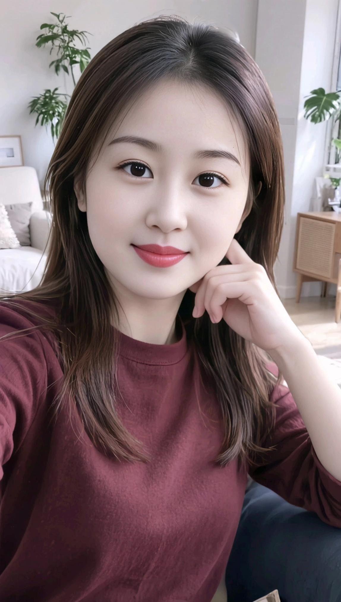 家居自拍风清纯甜美甜美女孩治愈系笑容气质女神