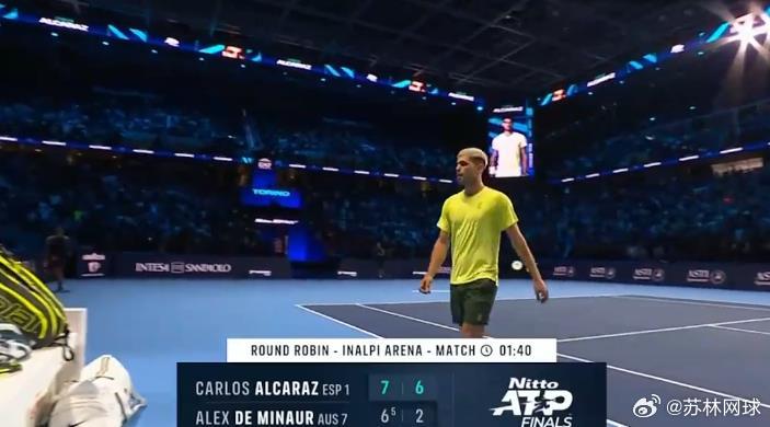 ATP都灵总决赛首场阿卡拉斯76,62德米纳尔对德米5连胜收获200分，4713