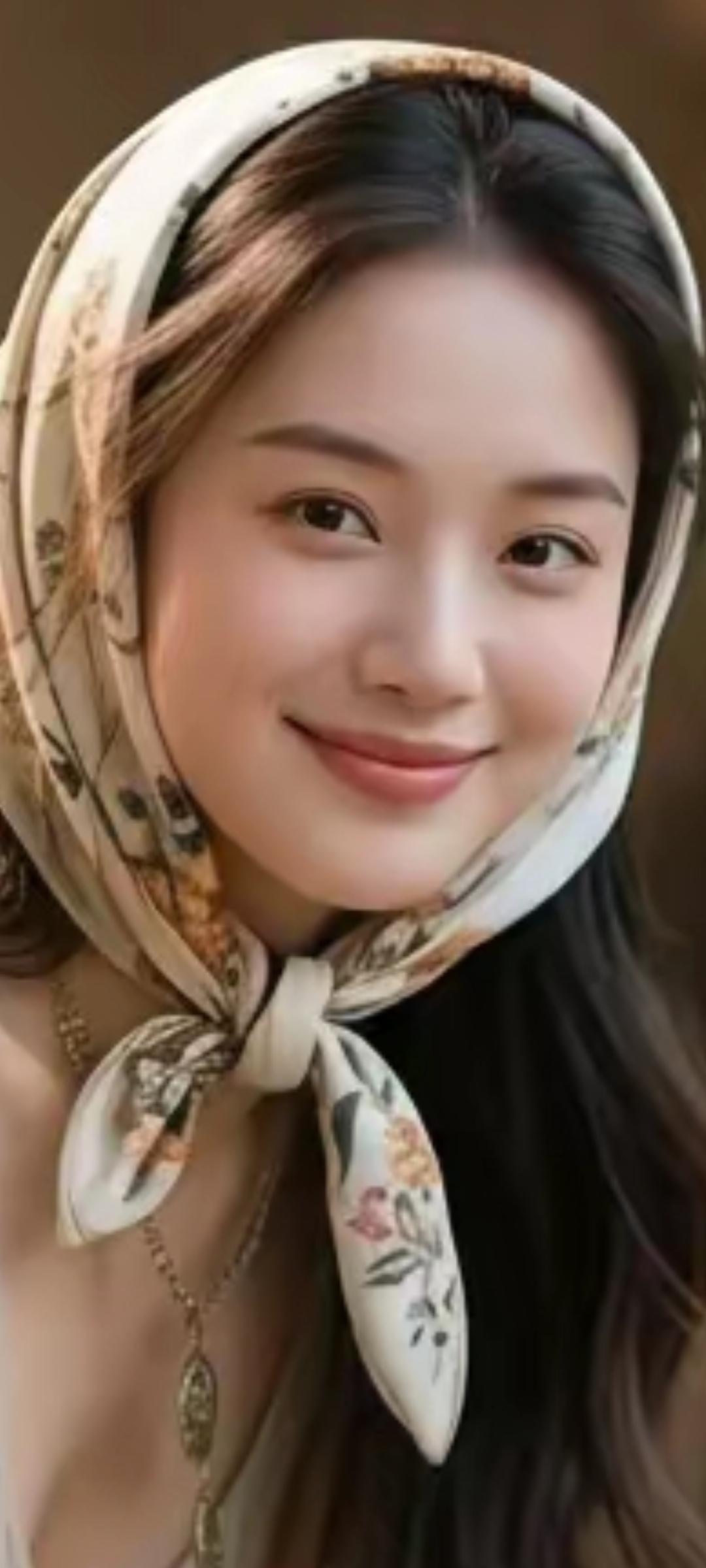 优雅头巾，甜美笑容，时尚与温柔的完美结合！🌸💖