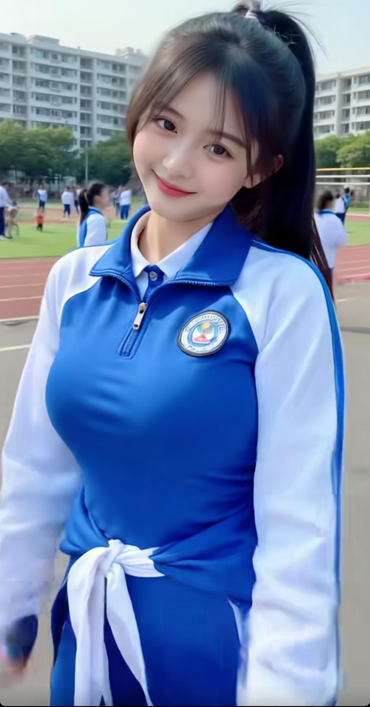 青春校园风，蓝白校服少女，微笑面对每一天！😊📚🏫美少女美景分享素净少女照