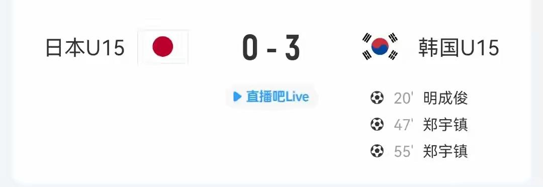 u15东亚杯日韩之战让人大跌眼镜，本已锁定冠军的日本队让韩国队打个3：0，不知董
