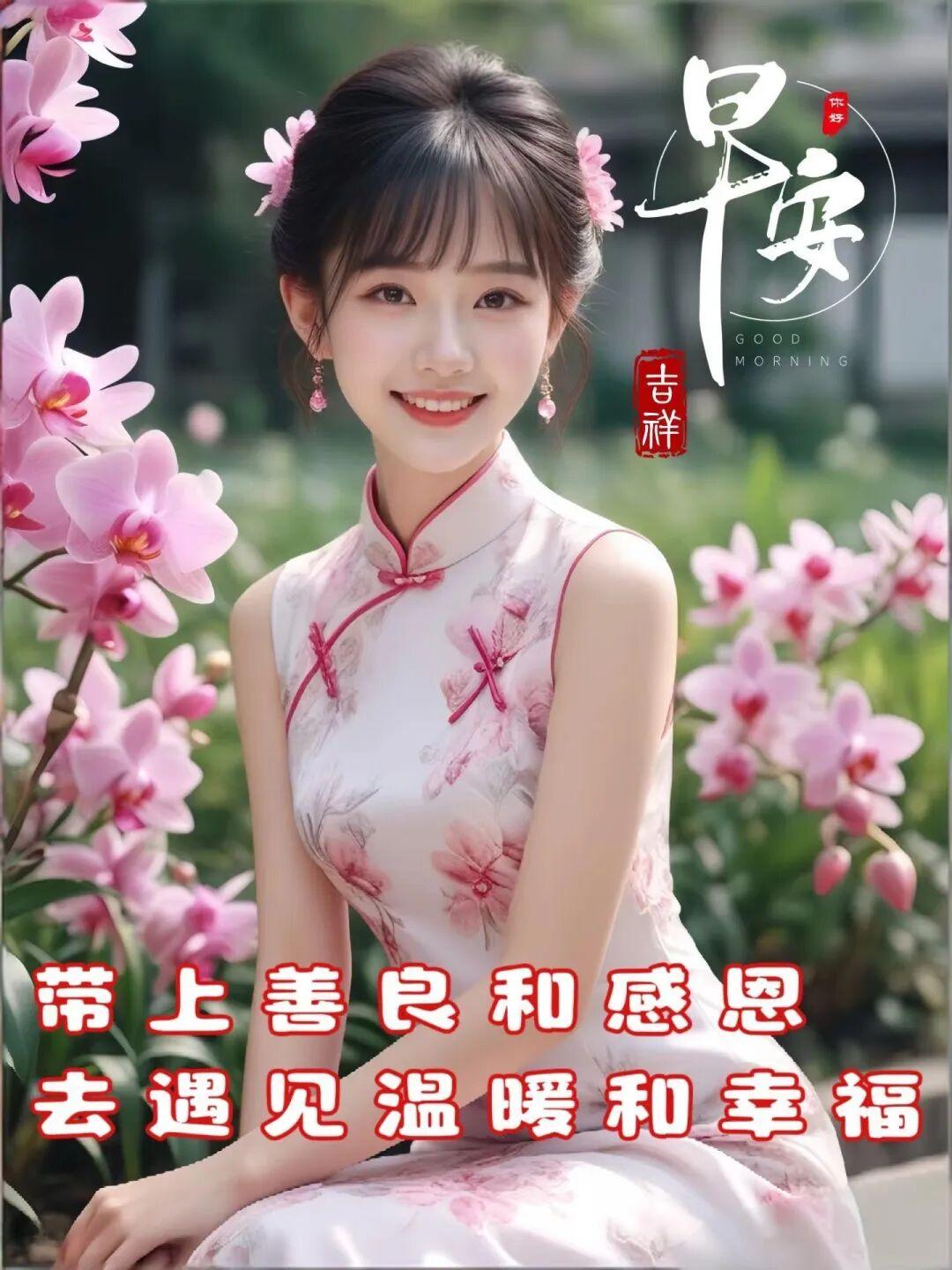 24张精选最新版美女早安漂亮图片，一个招呼有思念，一声问候有情谊