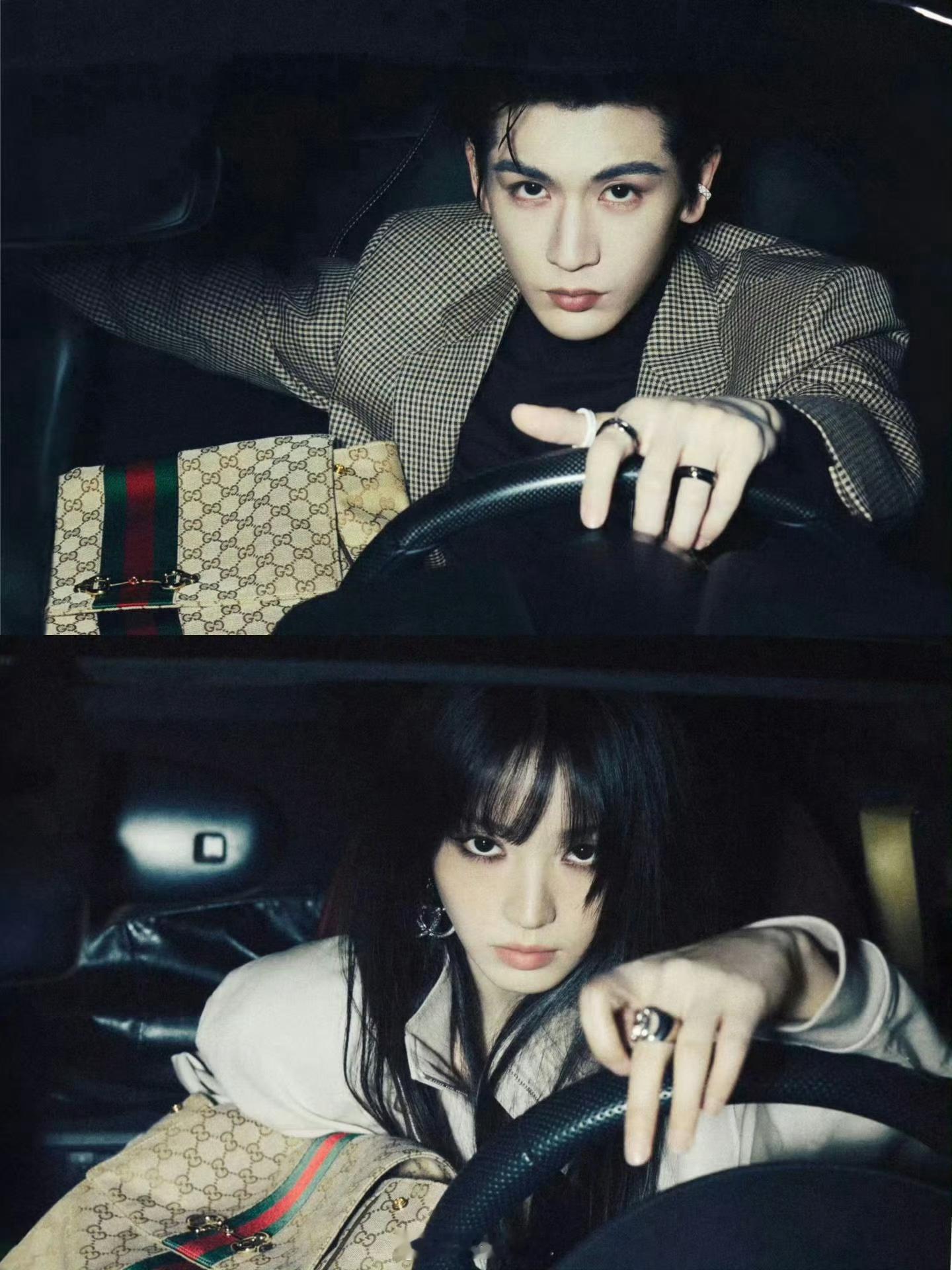 GUCCI田曦薇张凌赫大片这两张脸真的养眼！不知道有没有二搭身高也很搭对，太配了