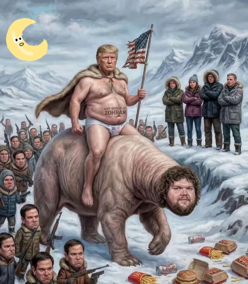 特朗普“御驾亲征”格陵兰岛的漫画疯传，千军万马簇拥的架势堪比史诗大片，但这波真不