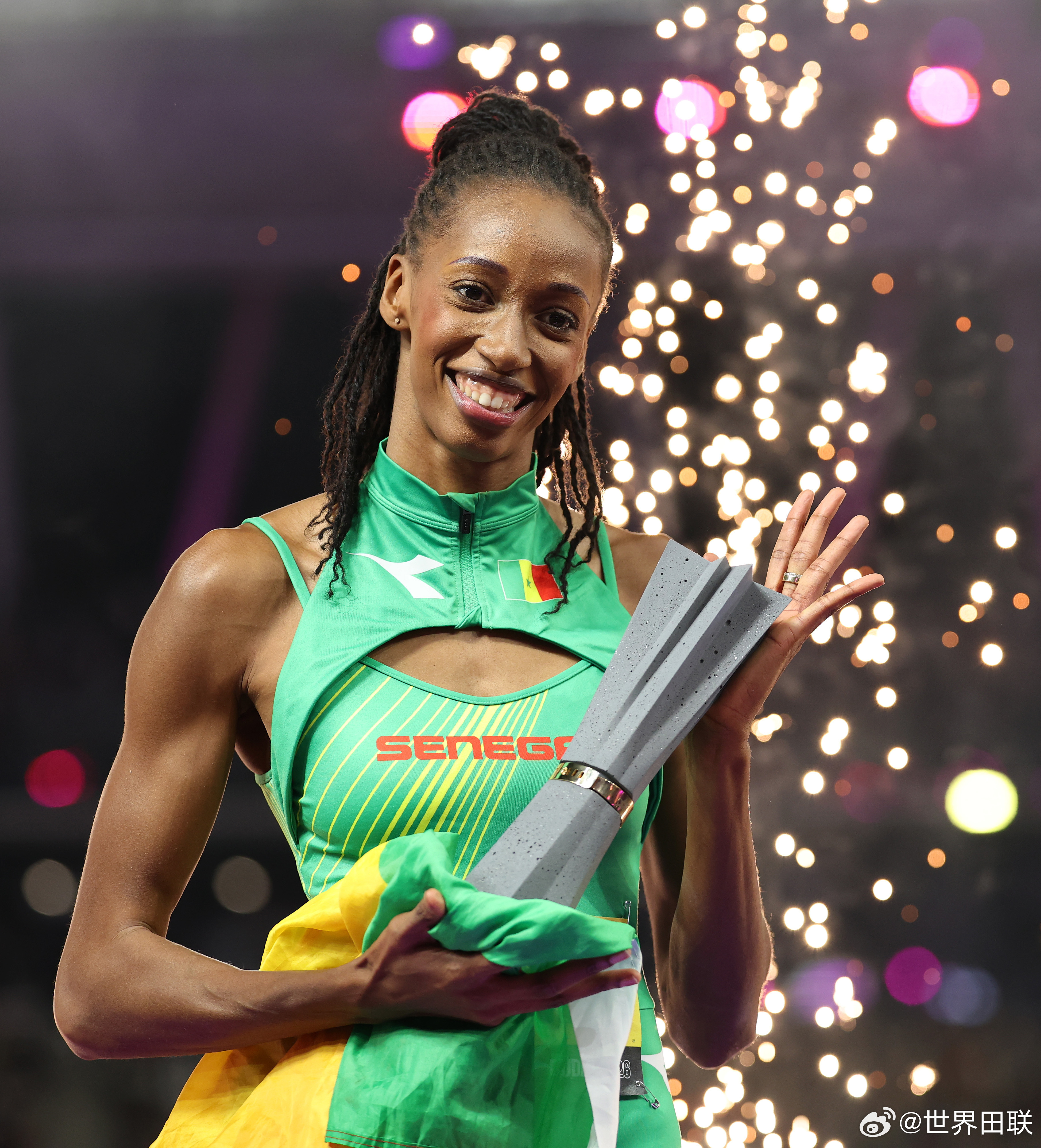 🥳拿下第一个世界大赛冠军世界田径终极锦标赛女子三级跳远决赛，🇸🇳萨尔跳出