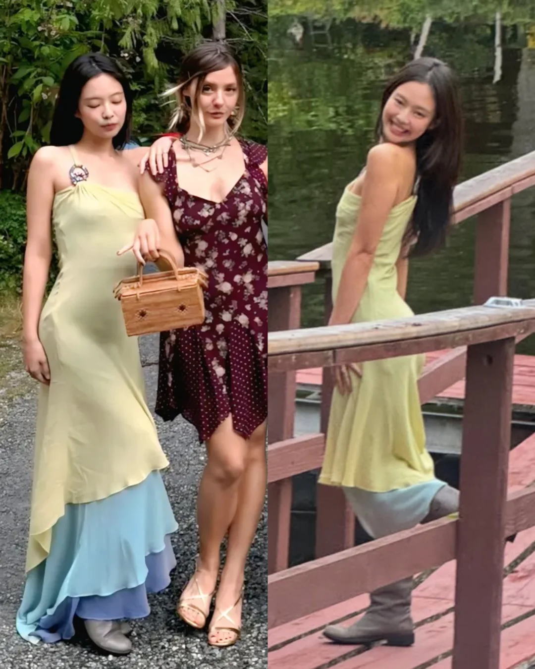 新鲜的Jennie，又穿了一件古董裙参加婚礼