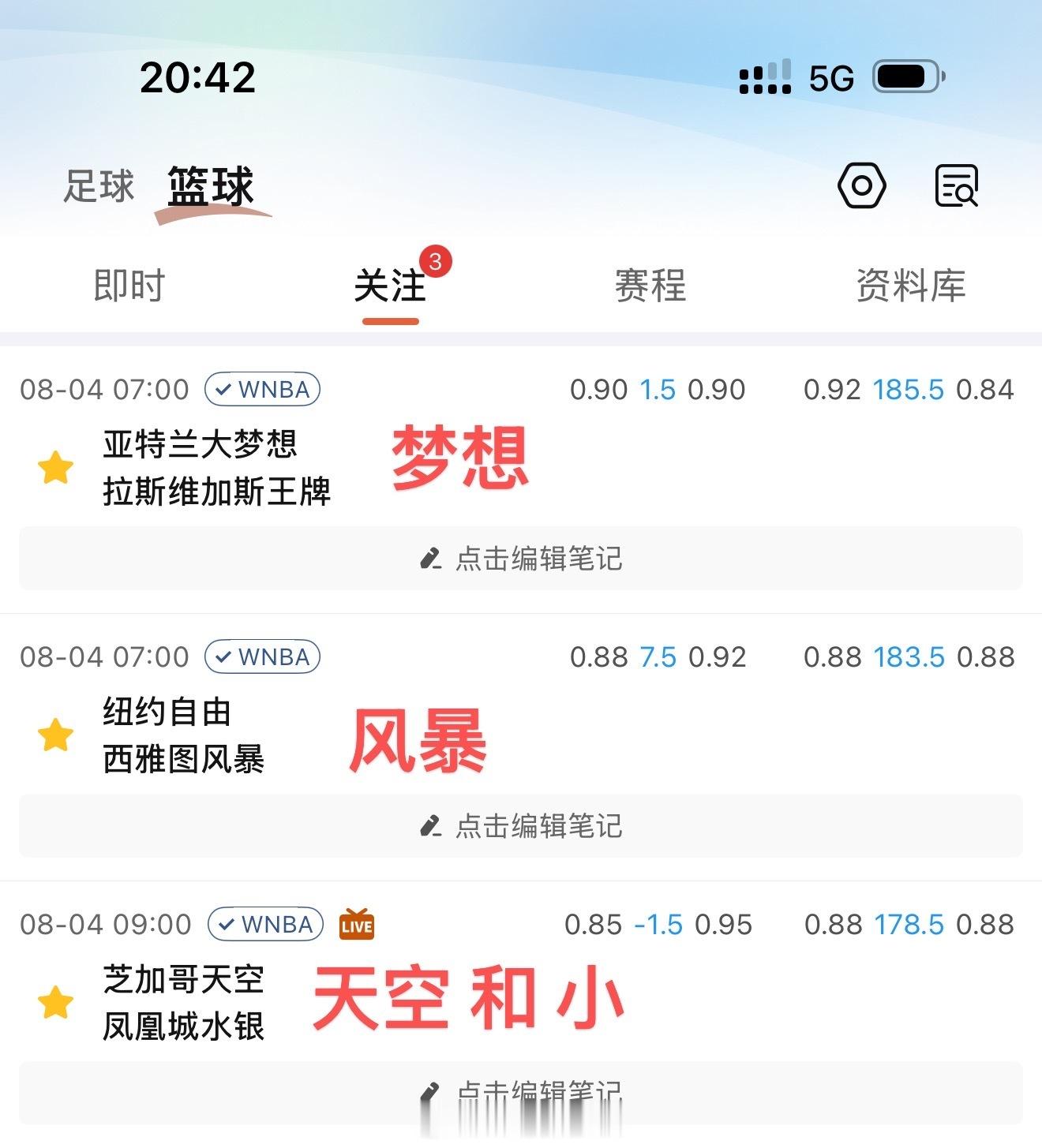 明天WNBA，应该能对三个