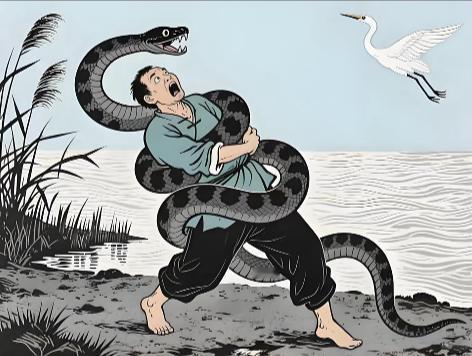 宋朝有个男子，得了疥疮，浑身异味，连妻子儿女都讨厌他；他自惭形秽，独自跑去野塘洗