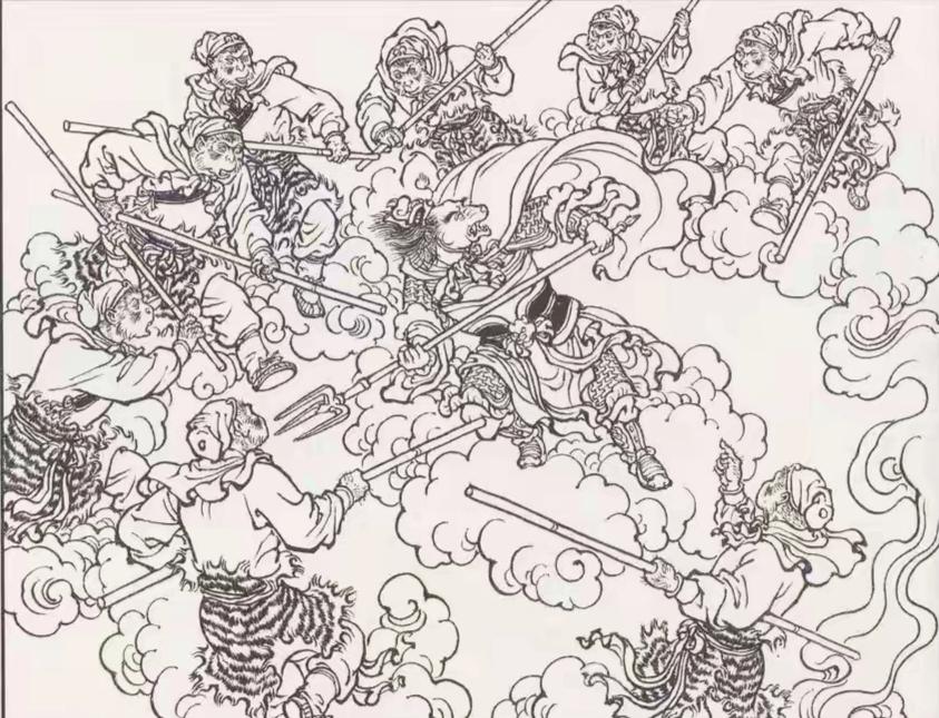 西游记连环画：这个老妖怪是谁？孙悟空竟然要变出许多化身来围攻他！果然武功高强啊