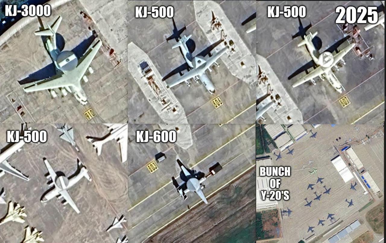 西部某地的机场上停了一堆预警，把最高端的预警机做成