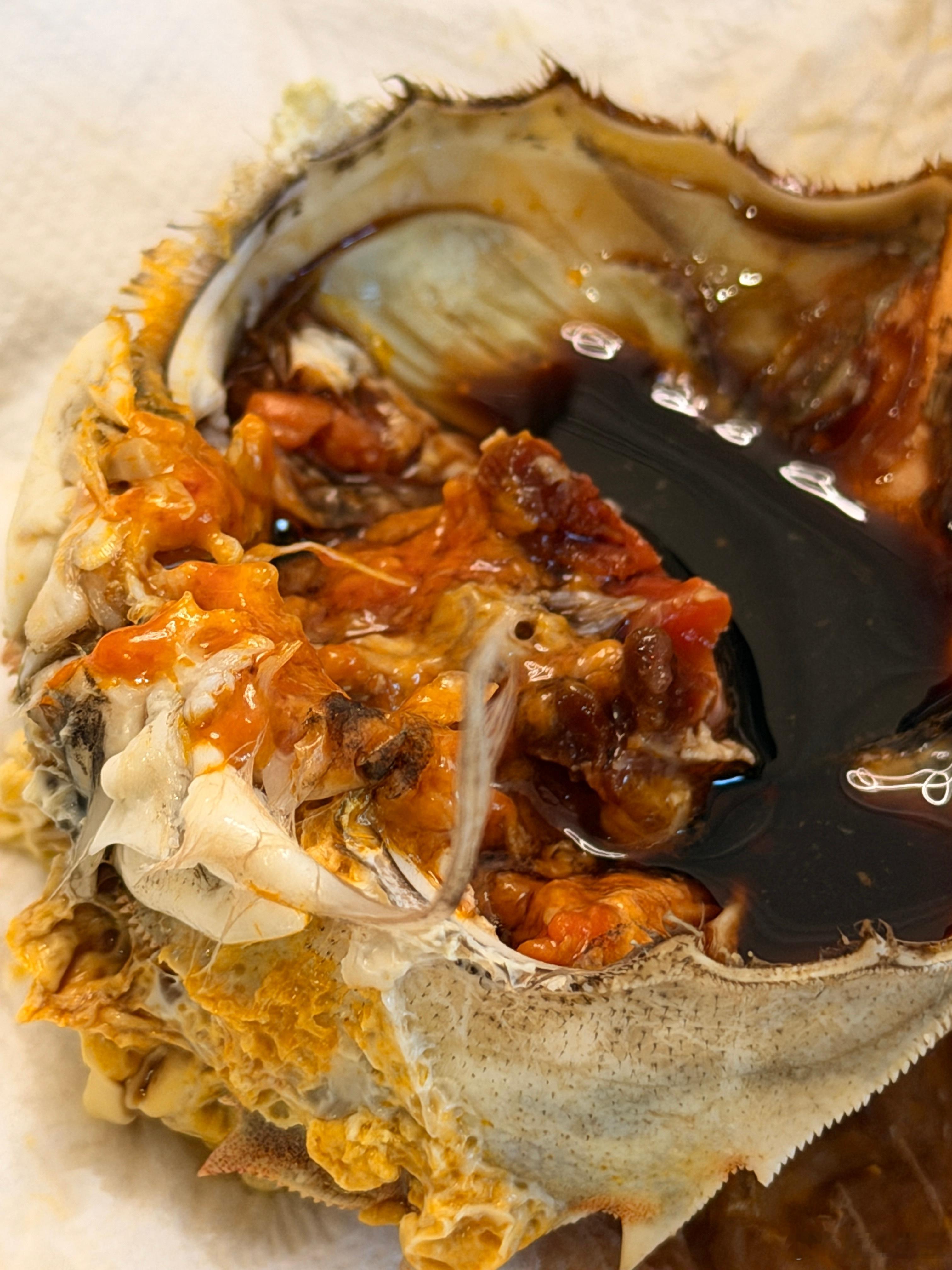 今日午饭。螃蟹🦀配酸角美式！又到了吃蟹黄的季节～～​​​