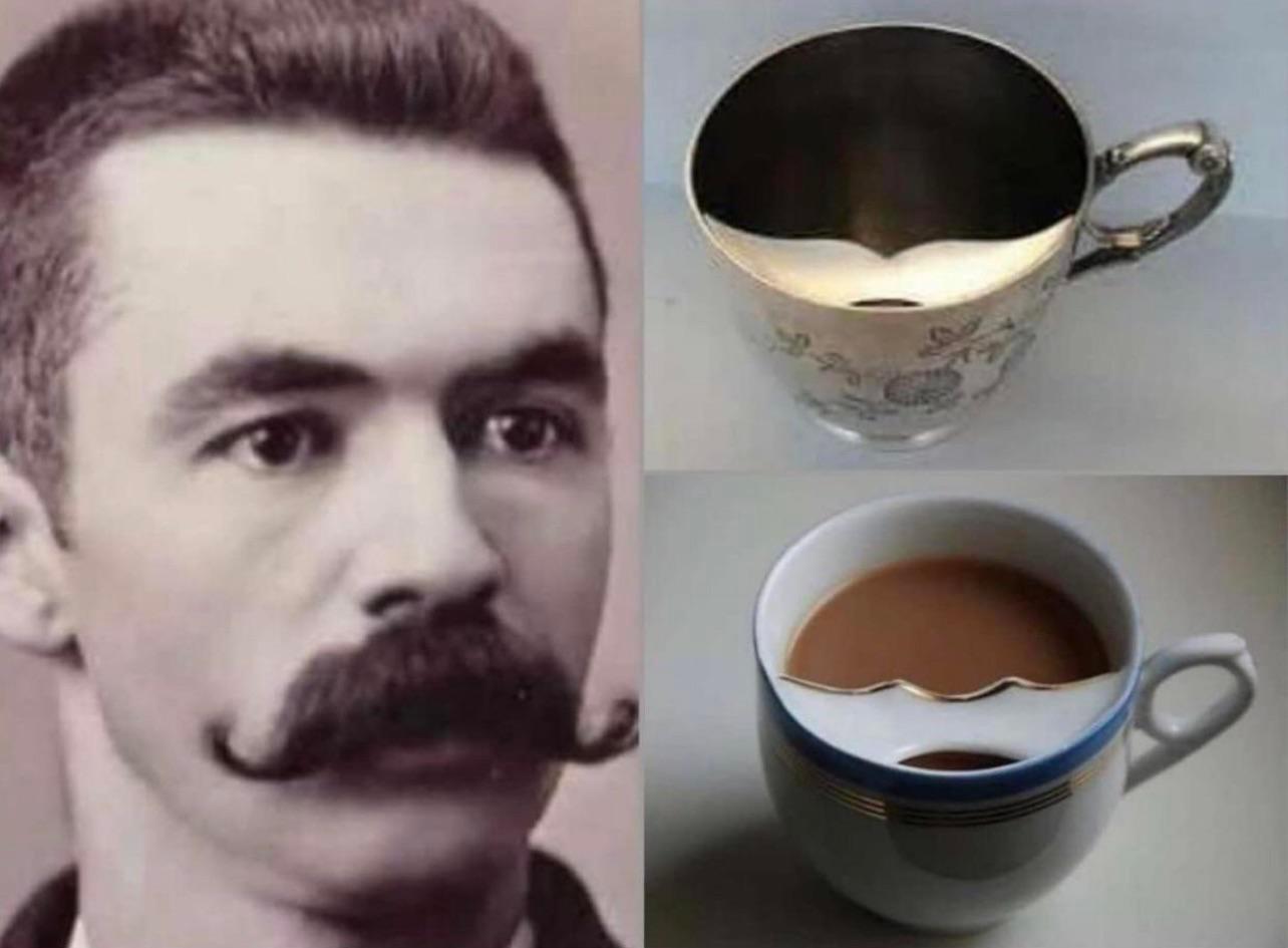 19世纪至20世纪初，男性会用一种叫“胡须杯”的杯子来确保喝茶时不会沾湿胡子​
