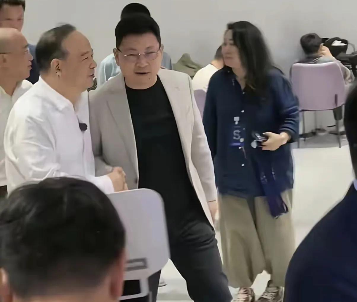 余承东和曾毓群勾肩搭背，钱没有宁德老板多，但是名气可不比他差最近一张余承东和