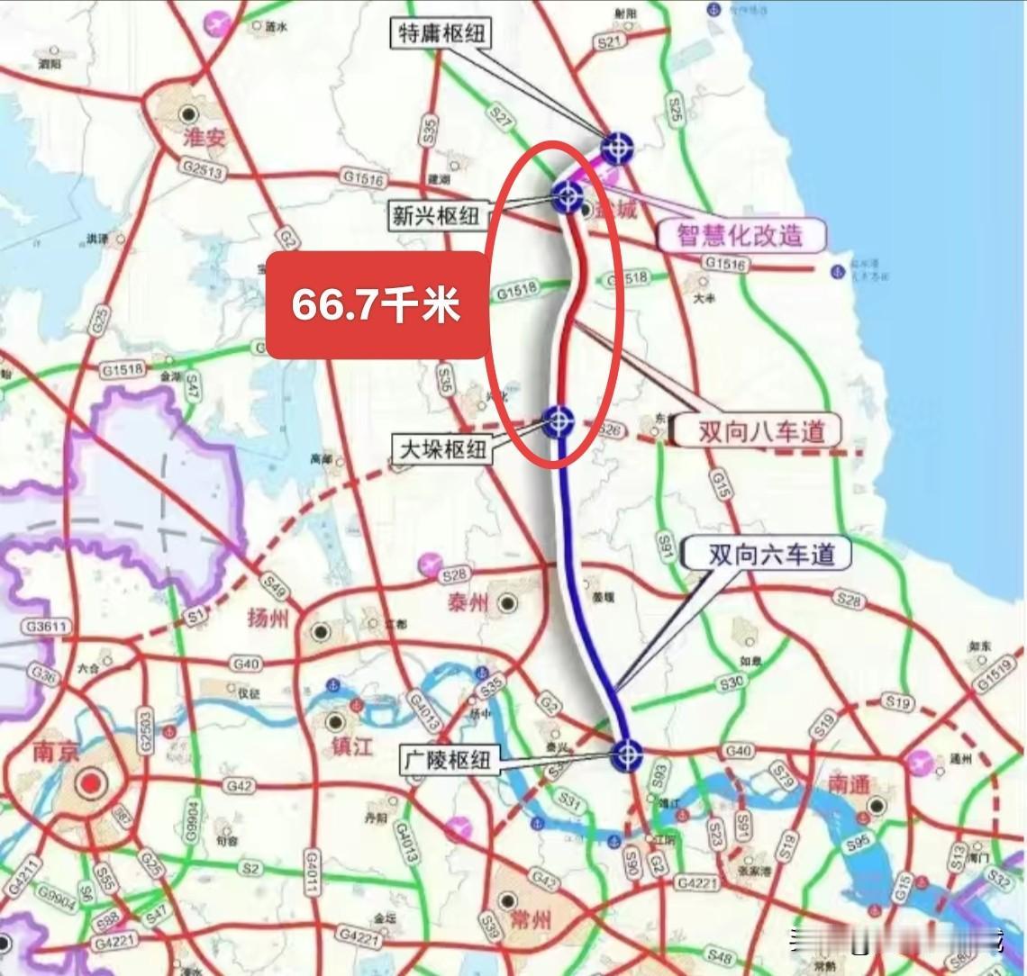盐城到靖江的高速都要扩成8车道了！为啥南通境内的沿海高速就不能扩一下呢？今天