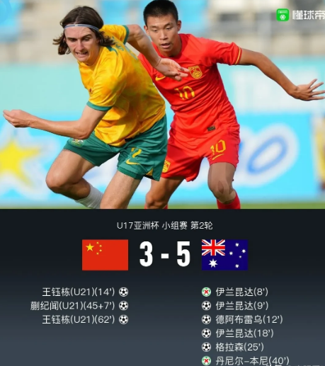 王钰栋这批球员在U17、U20亚洲杯与澳大利亚交手3次，战绩为3战全败。国足在U