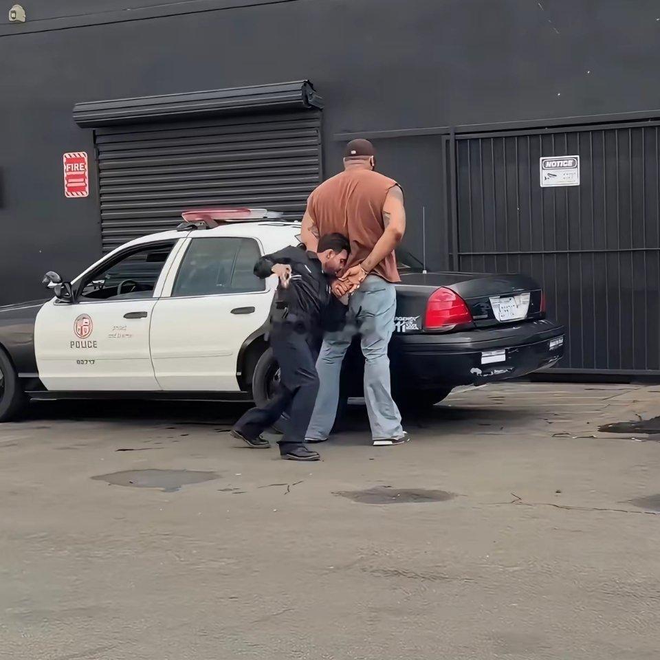 这是真的还是段子？美国警察不会单独行动的，犯人哪有这么高壮