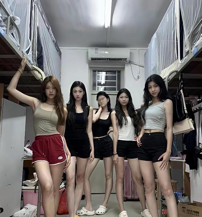 看着五姐妹站立的姿势，你能看出来哪个是宿舍长吗？