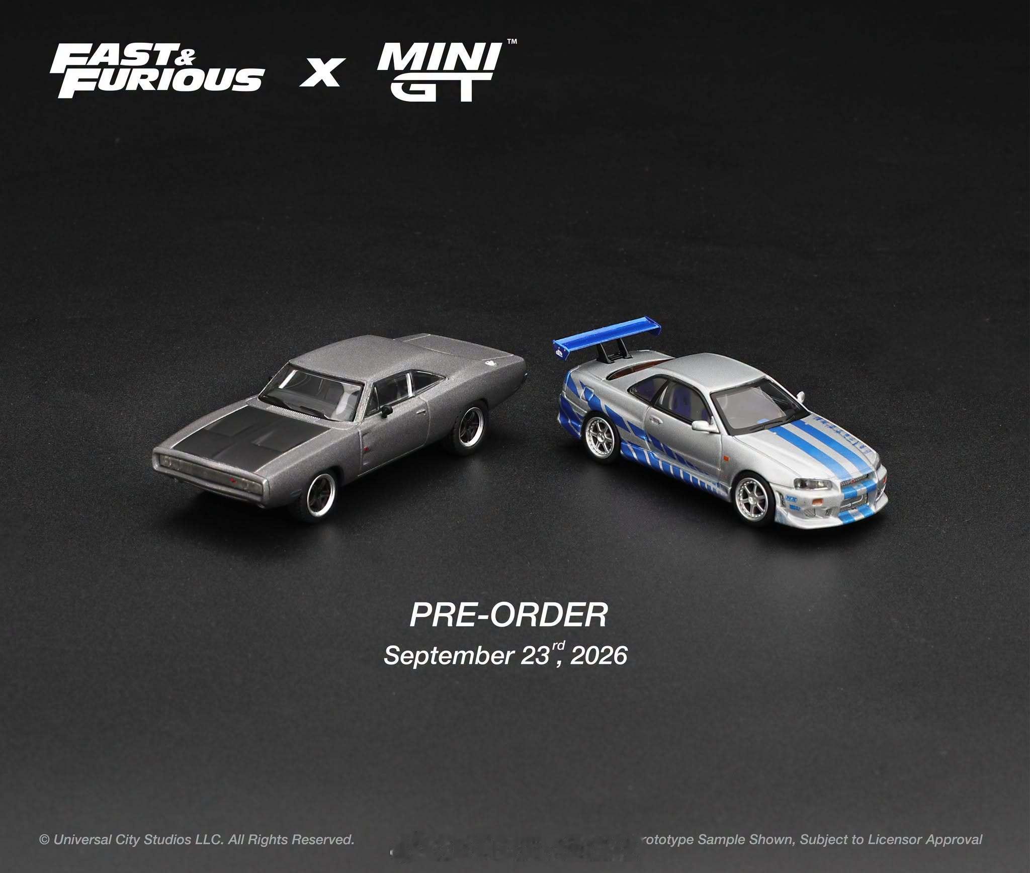 MINIGTFast&Furious《速度与激情》电影车系列公布两款全新1/64合金车模，分别是《2