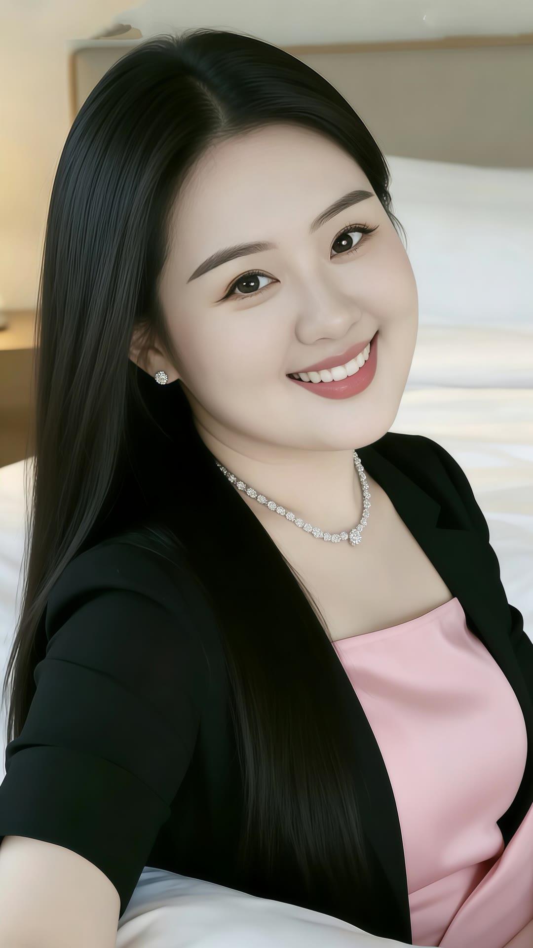 优雅微笑，黑粉撞色穿搭，闪耀珠宝配饰，自信满满的一天！🌟✨