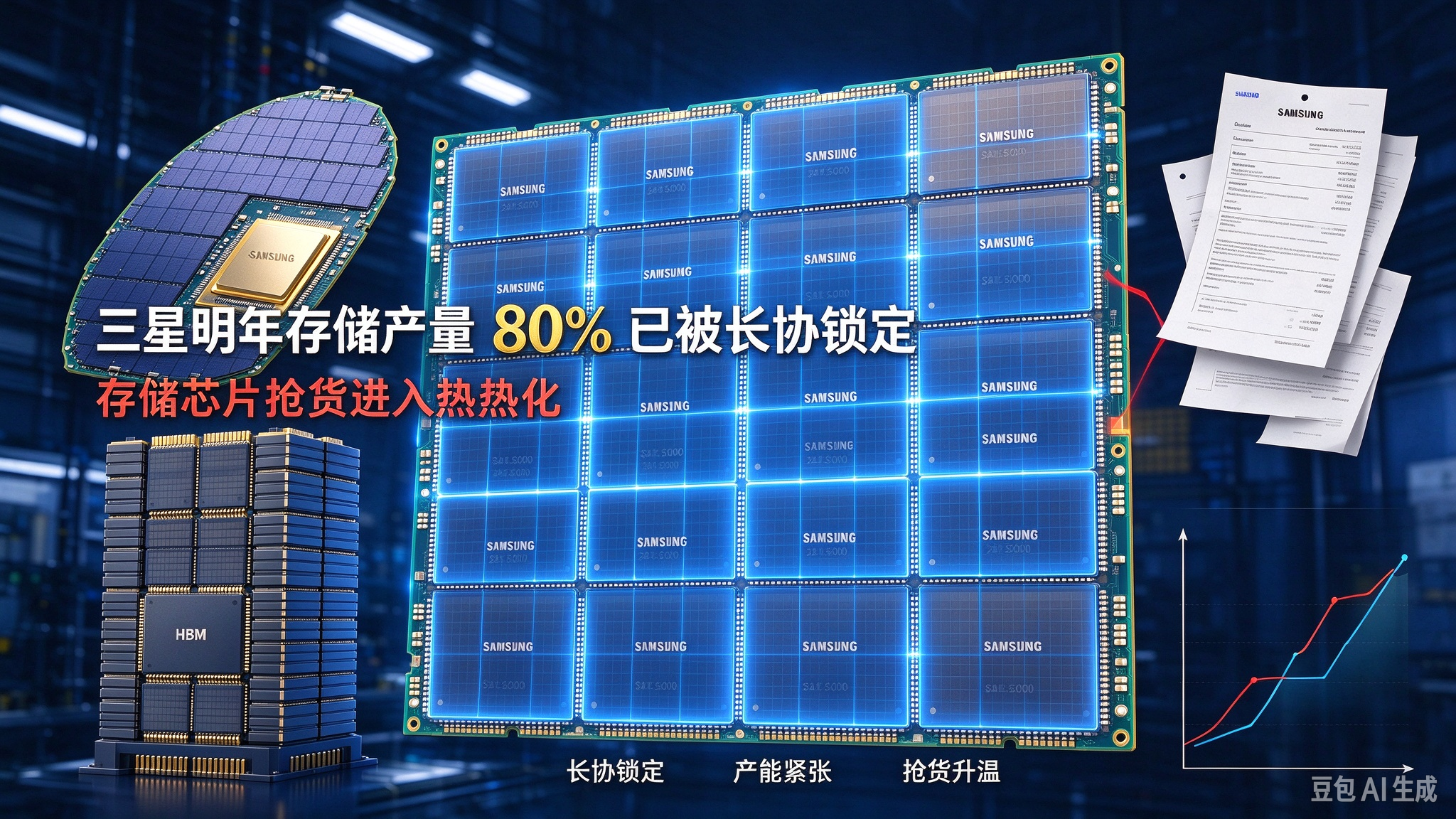 三星明年存储产量80%已被长协锁定，存储芯片抢货进入白热化