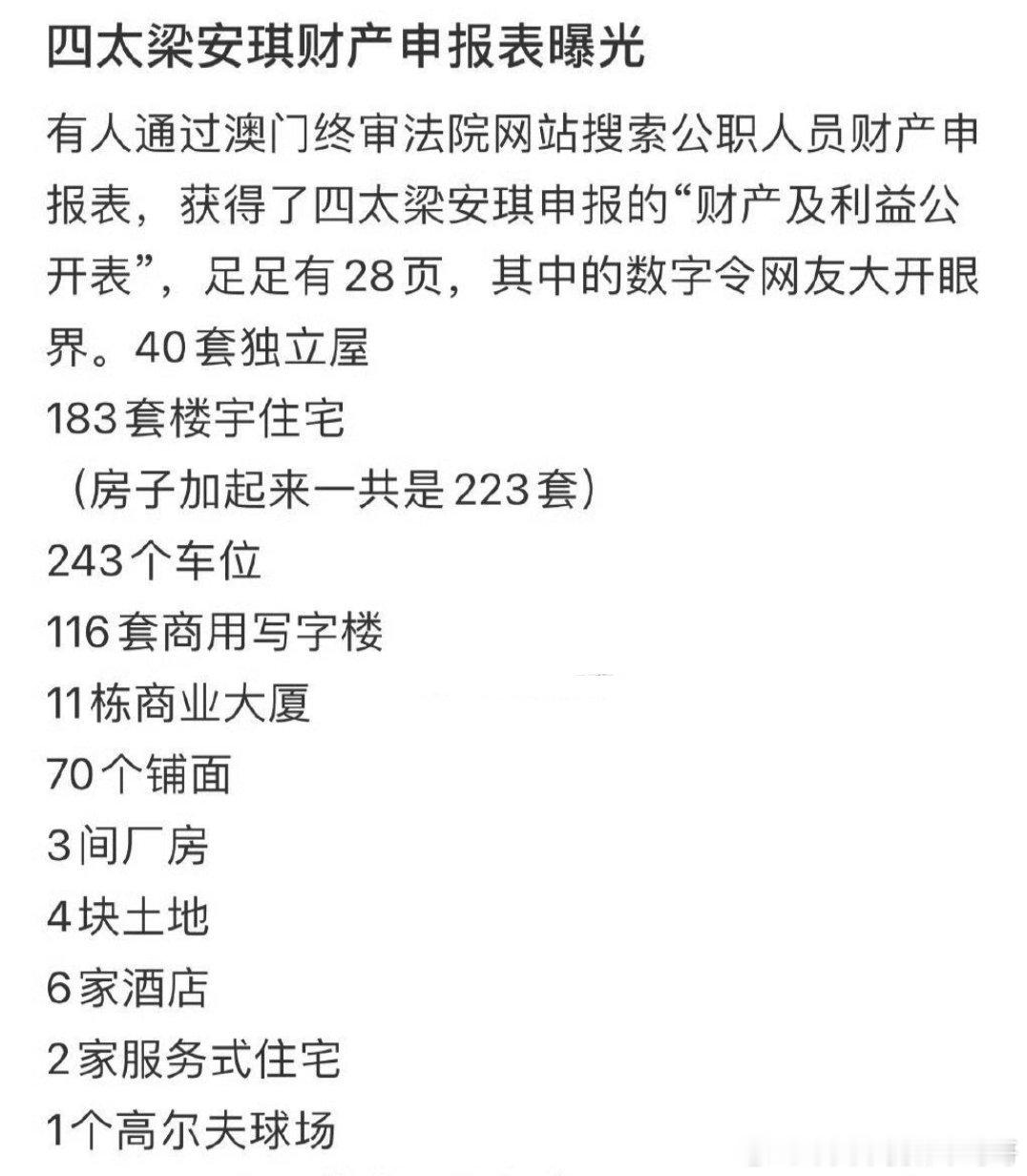 赌王四太分到好多房产啊光车位就二百多个，116套写字楼