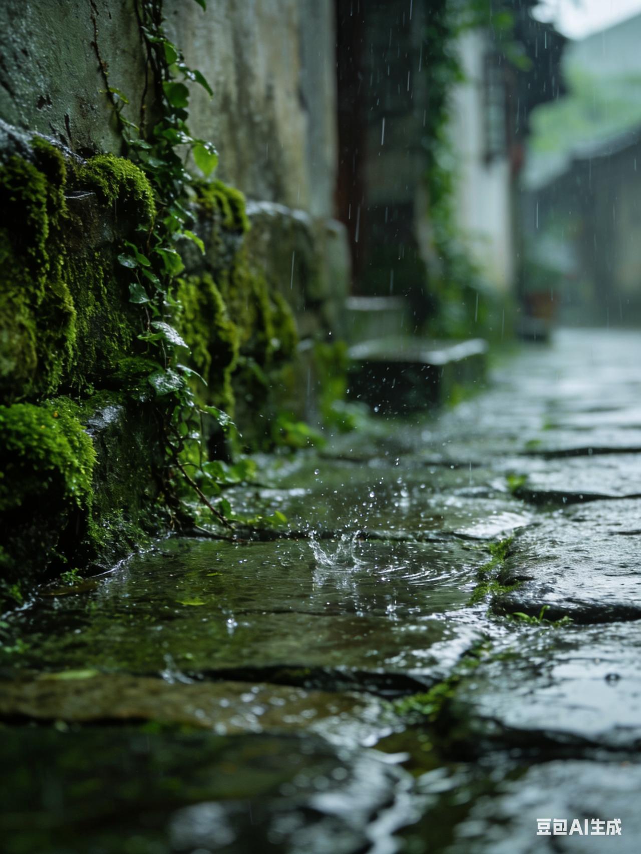 不是旅行，而是去看看那个城市的老街。雨水打在青石板路上，会溅起细小的水花，巷子两