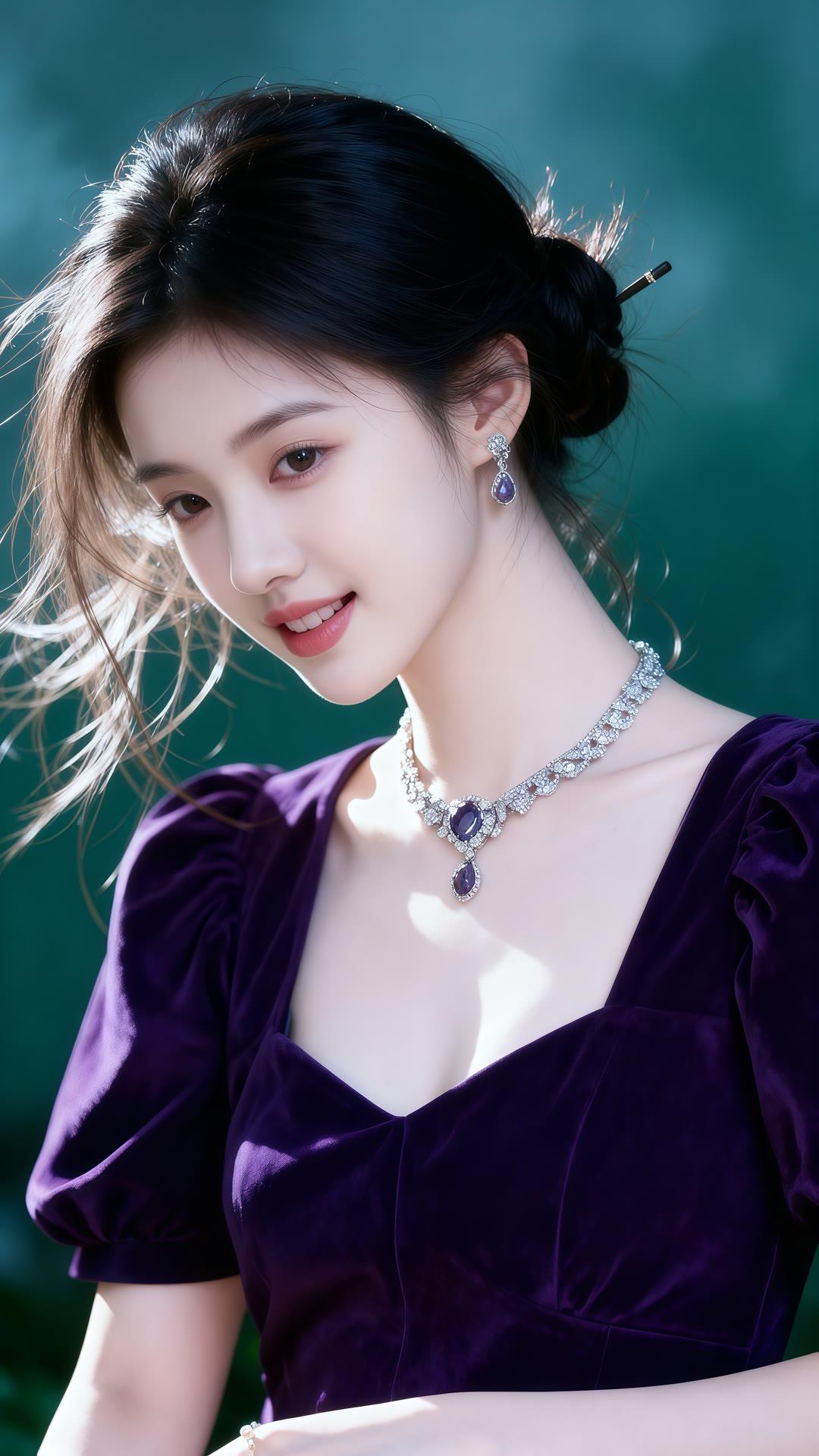 优雅紫裙，闪耀珠宝，气质女神，美不胜收！
