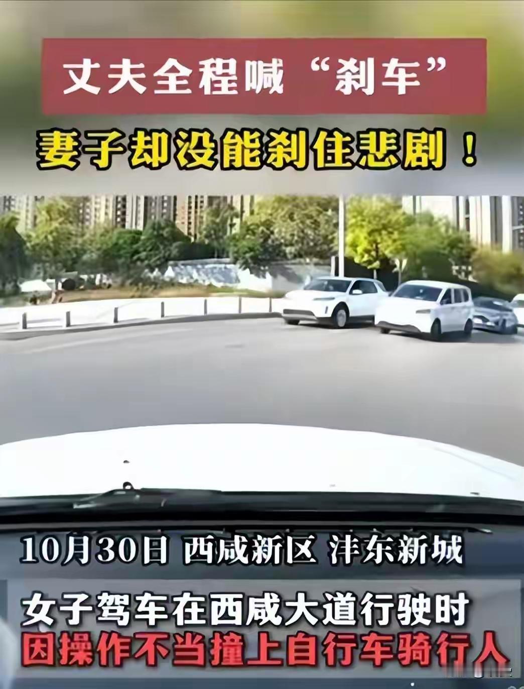 赤裸裸的谋杀？悲惨的故事，傻傻的妻子着急的丈夫。妻子驾驶车辆，丈夫旁边连喊