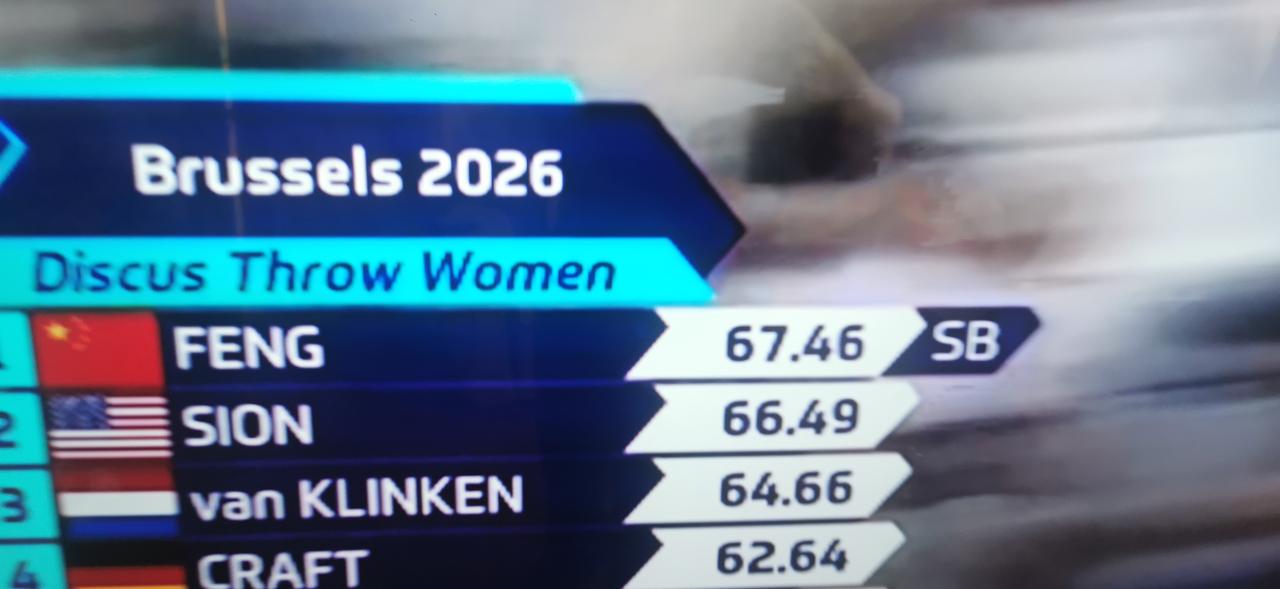 67.46米，冯彬总决赛冠军国际田联年度总决赛女子铁饼决赛，中国选手冯彬中止了