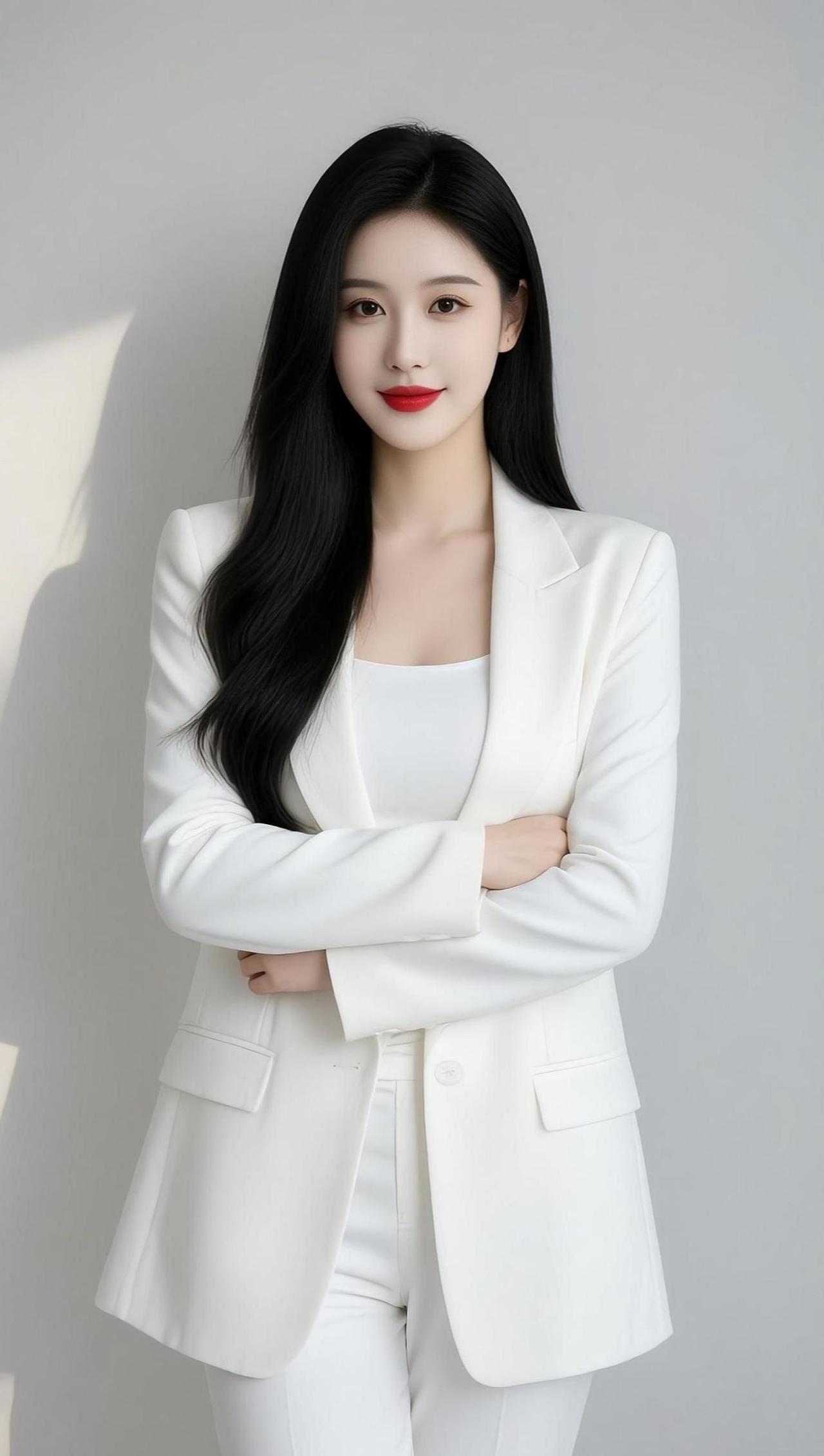 优雅白西装，自信满满，职场女神范儿十足！💄👠✨