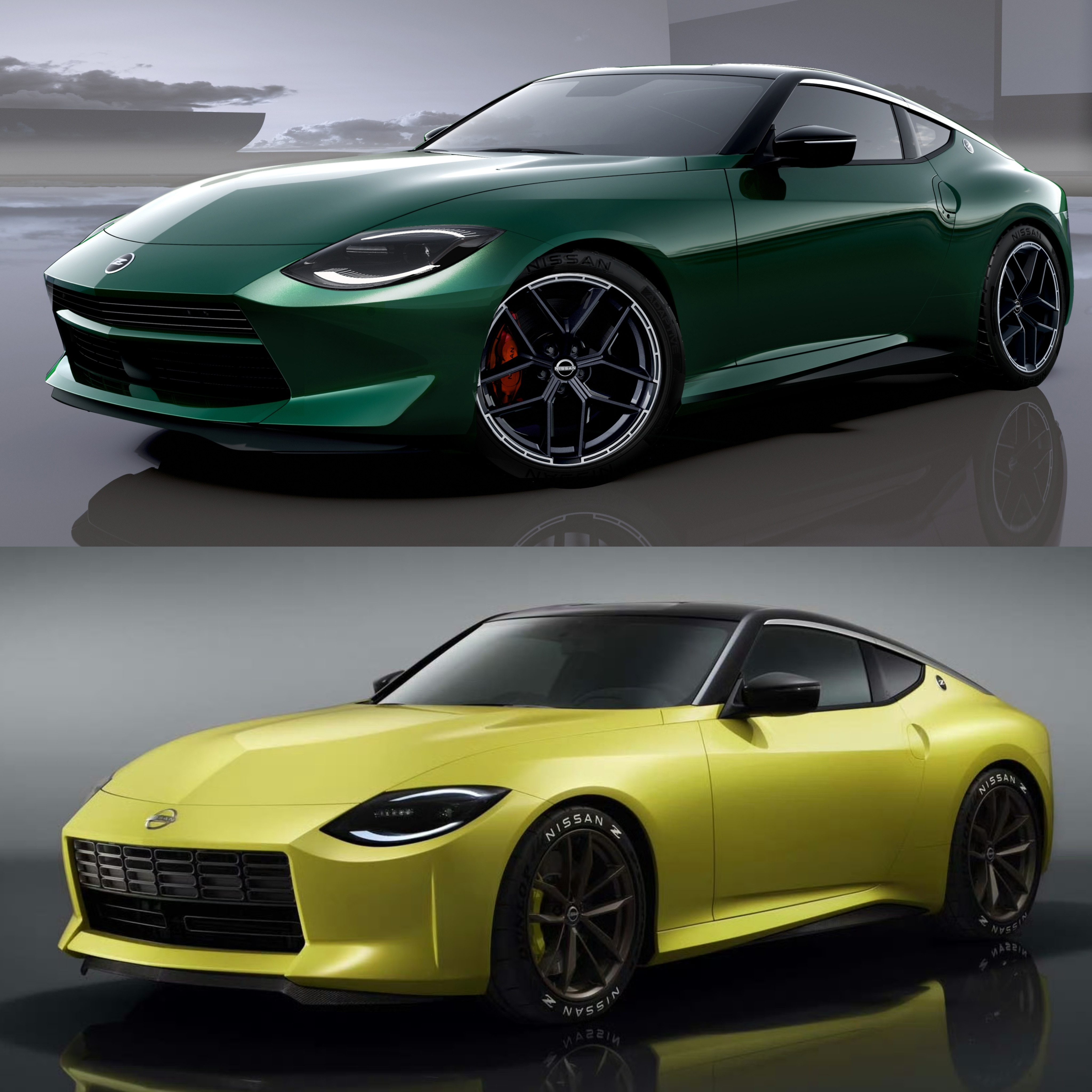 日产Z改款发布，新增了复古味十足的绿色车漆，改了前保杠造型，加了车身同色的横向格