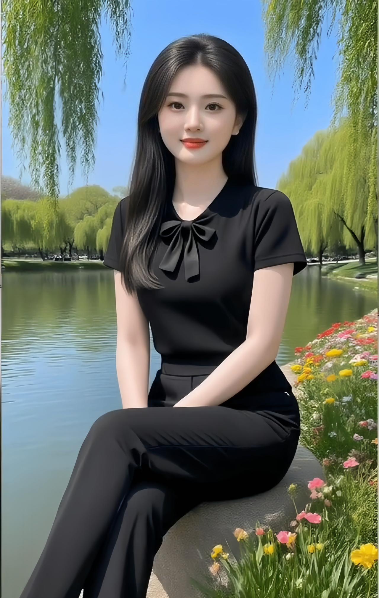春日湖畔即景惠风拂柳绿丝摇，碧水粼粼映碧霄。簇锦争芳开陌上，轻衫立影趁春