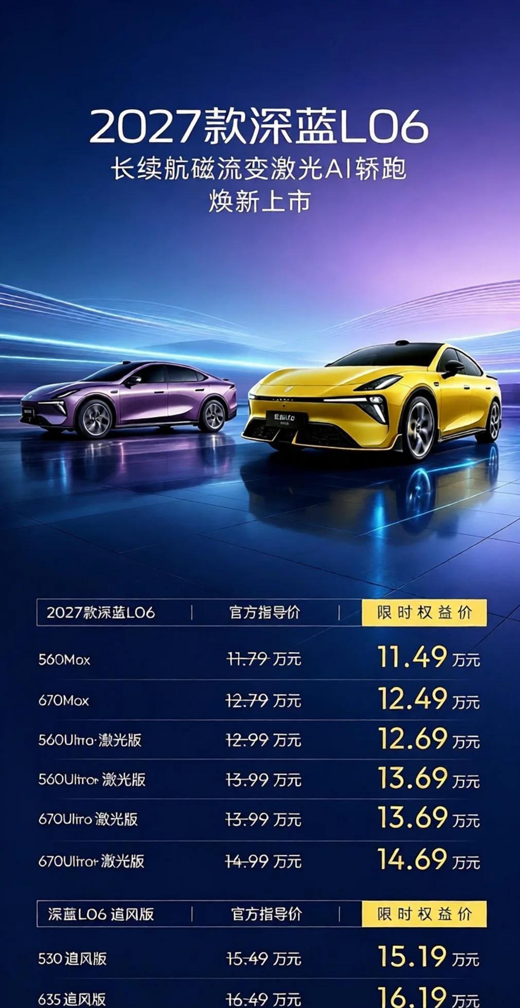 2027款深蓝L06轿跑登场！低趴溜背动感拉满2027款深蓝L06轿跑登场！低