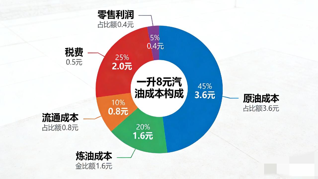 一眼看懂每升钱去哪了💰一升油价格构成（占比+金额）1.原油成本
